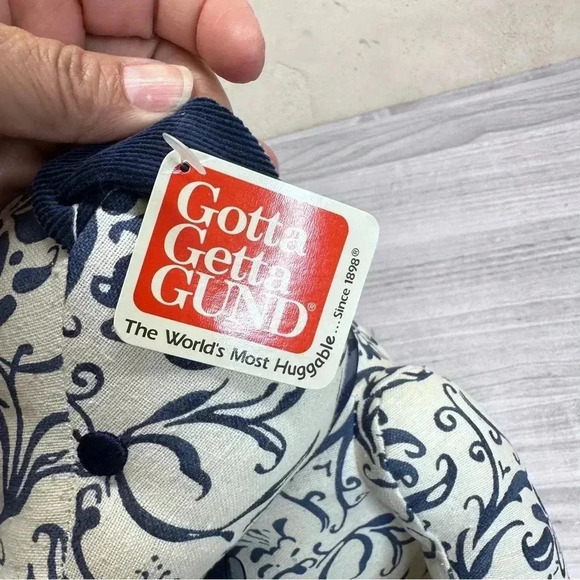 Gund Marabella 320562 Blue Corduroy Paisly Bear Stuffed Animal Toy with tag - Picture 8 of 13